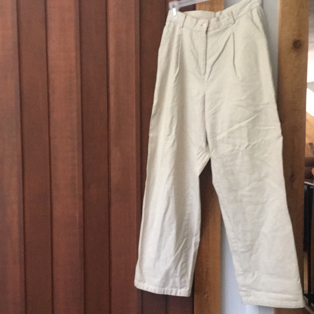 High waist wide leg beige linen pants/culottes